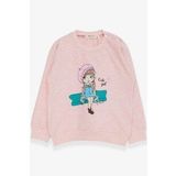 Breeze Kız Çocuk Sweatshirt Sevimli Kız Baskılı 1.5-5 Yaş, Somon Melanj