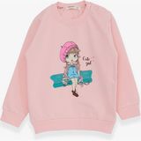 Breeze Kız Çocuk Sweatshirt Sevimli Kız Baskılı Pudra (1.5-5 Yaş) - 1,5 Yaş