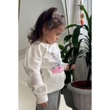 BREEZE Kız Çocuk Sweatshirt Sevimli Simli Tavşancık Baskılı 1.5-5 Yaş, Ekru - 2 Yaş