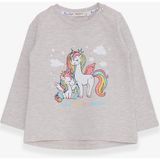 Breeze Kız Çocuk Sweatshirt Sevimli Unicorn Baskılı 1-4 Yaş, Bej Melanj - 1 Yaş