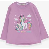 Breeze Kız Çocuk Sweatshirt Sevimli Unicorn Baskılı 1-4 Yaş, Eflatun - 2 Yaş