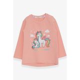 Breeze Kız Çocuk Sweatshirt Sevimli Unicorn Baskılı 1-4 Yaş, Somon - 1 Yaş