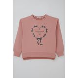 Breeze Kız Çocuk Sweatshirt Simli Kurdeleli Kalp Baskılı 9-14 Yaş, Gülkurusu - Gül Kurusu - 12 Yaş