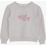 Breeze Kız Çocuk Sweatshirt Simli Yazı Baskılı 8-14 Yaş, Bej Melanj - 9 Yaş