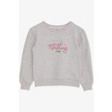 Breeze Kız Çocuk Sweatshirt Simli Yazı Baskılı 8-14 Yaş, Bej Melanj