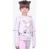 Breeze Kız Çocuk Sweatshirt Tavşan Baskılı Bej Melanj (1.5-5 Yaş) - 1,5 Yaş