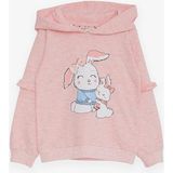Breeze Kız Çocuk Sweatshirt Tavşancık Baskılı Somon Melanj (1.5-5 Yaş) - 2 Yaş