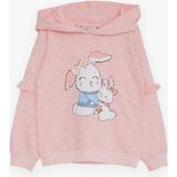 Breeze Kız Çocuk Sweatshirt Tavşancık Baskılı Somon Melanj (1.5-5 Yaş) - 3 Yaş