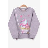 Breeze Kız Çocuk Sweatshirt Unicorn 2-6 Yaş, Gri Melanj - 2 Yaş