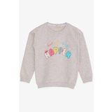 Breeze Kız Çocuk Sweatshirt Yazı Baskılı Desenli 3-7 Yaş, Bej Melanj