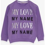 Breeze Kız Çocuk Sweatshirt Yazı Baskılı Pullu 8-14 Yaş, Lila - 10 Yaş