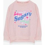 Breeze Kız Çocuk Sweatshirt Yazı Baskılı Yırtmaçlı 9-14 Yaş, Somon Melanj - 9 Yaş