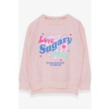 Breeze Kız Çocuk Sweatshirt Yazı Baskılı Yırtmaçlı 9-14 Yaş, Somon Melanj