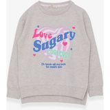Breeze Kız Çocuk Sweatshirt Yazı Baskılı Yırtmaçlı Bej Melanj (9-14 Yaş) - 11 Yaş