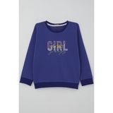 Breeze Kız Çocuk Sweatshirt Yazı Nakış Baskılı 5-10 Yaş, Morcivert - 6 Yaş