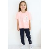 Breeze Kız Çocuk Taytlı Takım Çiçek & Yazı Baskılı Fiyonklu 5-10 Yaş, Pembe - 8 Yaş