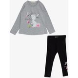 Breeze Kız Çocuk Taytlı Takım Dostluk Temalı Sevimli Tavşancık 1.5-5 Yaş, Gri Melanj - 18 Ay