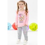 Breeze Kız Çocuk Taytlı Takım Fiyonklu Ayıcık Baskılı 1.5-5 Yaş, Pembe - 18 Ay