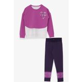 Breeze Kız Çocuk Taytlı Takım Kalp Baskılı 8-12 Yaş, Eflatun