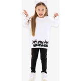 Breeze Kız Çocuk Taytlı Takım Kedi Baskılı 1.5-5 Yaş, Beyaz - 18 Ay