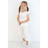 Breeze Kız Çocuk Taytlı Takım Minik Kalpler Desenli Yazı Baskılı Fırfırlı 2-6 Yaş, Ekru - 5 Yaş