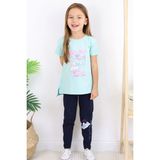 Breeze Kız Çocuk Taytlı Takım Renkli Ayakkabı Baskılı 5-10 Yaş, Su Yeşili - 5 Yaş