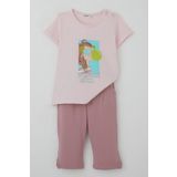 Breeze Kız Çocuk Taytlı Takım Sakız Kraliçesi Kız Baskılı 1.5-5 Yaş, Pembe