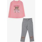 Breeze Kız Çocuk Taytlı Takım Sevimli Ayıcık Baskılı 1.5-5 Yaş, Pembe