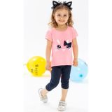 Breeze Kız Çocuk Taytlı Takım Tavşancık Nakışlı 1-4 Yaş, Neon Pembe - 18 Ay