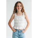 Breeze Kız Çocuk Tişört Askılı Lastik Detaylı 6-12 Yaş , Ekru - 9 Yaş