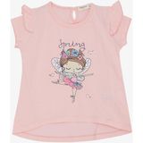 Breeze Kız Çocuk Tişört Bahar Temalı Balerin Kız Baskılı 1.5-5 Yaş, Pembe - 1,5 Yaş