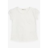 Breeze Kız Çocuk Tişört Cepli Güpürlü 3-7 Yaş, Ekru - 6 Yaş