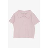 BREEZE Kız Çocuk Tişört Crop Çıtçıtlı Fitilli 9-14 Yaş, Pembe