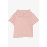 BREEZE Kız Çocuk Tişört Crop Çıtçıtlı Fitilli 9-14 Yaş, Somon