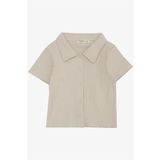 Breeze Kız Çocuk Tişört Crop Çıtçıtlı Fitilli Bej (9-14 Yaş)