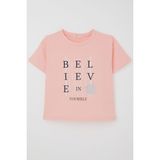 Breeze Kız Çocuk Tişört Crop Slogan Temalı Çiçek Baskılı 9-14 Yaş, Somon - 10 Yaş