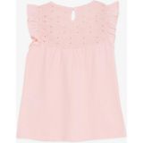 Breeze Kız Çocuk Tişört Fırfırlı Nakışlı 4-8 Yaş, Pembe - 4 Yaş