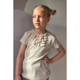 Breeze Kız Çocuk Tişört Güpürlü Fitilli 4-8 Yaş, Bej - 7 Yaş