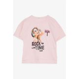 Breeze Kız Çocuk Tişört Havalı Rockçı Kız Baskılı 9-16 Yaş, Pembe - 10 Yaş