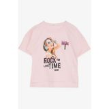 Breeze Kız Çocuk Tişört Havalı Rockçı Kız Baskılı 9-16 Yaş, Pembe - 9 Yaş