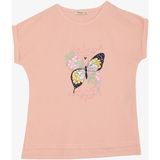 Breeze Kız Çocuk Tişört Kelebek Baskılı 10-16 Yaş, Pembe - 12 Yaş