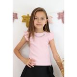 Breeze Kız Çocuk Tişört Kemer Boy Yakası Zincir Aksesuarlı 9-14 Yaş, Pembe - 11 Yaş