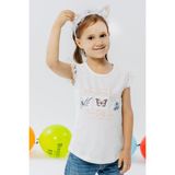 Breeze Kız Çocuk Tişört Kolları Güpür Nakışlı Kelebek Baskılı 1.5-5 Yaş, Ekru - 1,5 Yaş
