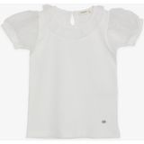 Breeze Kız Çocuk Tişört Kolları Yakası Tül 7-12 Yaş, Ekru - 9 Yaş