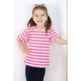 Breeze Kız Çocuk Tişört Patlı Çizgili 1-4 Yaş, Pembe