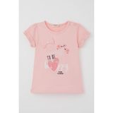Breeze Kız Çocuk Tişört Sevimli Kuş Baskılı Kalpli 1-4 Yaş, Pembe - 2 Yaş