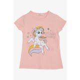 BREEZE Kız Çocuk Tişört Sihirli Unicorn Baskılı 1.5-5 Yaş, Somon