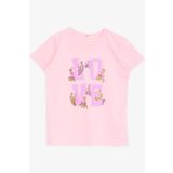 Breeze Kız Çocuk Tişört Simli Yazı Çiçek Baskılı 10-16 Yaş, Neon Pembe