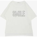 Breeze Kız Çocuk Tişört Smile Yazı Baskılı Taşlı 9-16 Yaş, Ekru - 10 Yaş