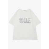Breeze Kız Çocuk Tişört Smile Yazı Baskılı Taşlı 9-16 Yaş, Ekru